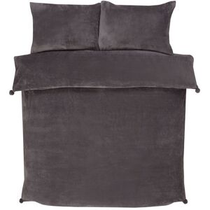 Rapport Home Pom Pom Fleece Duvet Cover Set with Pillowcase in Charcoal Size: Single Charcoal Single Rapport Home Pom Pom Fleece Duvet Cover Set with Pillowcase in Charcoal Size: Single Charcoal Single