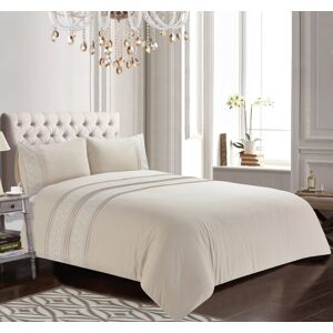 Rapport Home Charlotte Embroidered Polyester Floral Duvet Cover Set with Pillowcase in Natural Size: Double Natural Double Rapport Home Charlotte Embroidered Polyester Floral Duvet Cover Set with Pillowcase in Natural Size: Double Natural Double