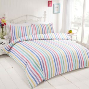 Rapport Home Candy Stripe Bed Cover Duvet Cover Set with Pillowcase in White Size: Super King White Super King Rapport Home Candy Stripe Bed Cover Duvet Cover Set with Pillowcase in White Size: Super King White Super King