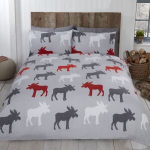 Rapport Home Moose Cotton Duvet Cover Set With Pillowcase in Grey Size: King Grey King Rapport Home Moose Cotton Duvet Cover Set With Pillowcase in Grey Size: King Grey King