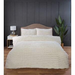 Rapport Home Chunky Ribbed Fur Polyester Soft & Cozy Duvet Cover Set With Pillowcase in White Size: Double White Double Rapport Home Chunky Ribbed Fur Polyester Soft & Cozy Duvet Cover Set With Pillowcase in White Size: Double White Double