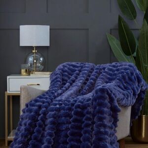 Rapport home Blue Faux Rabbit Fur Chunky Ribbed Blanket - Blanket Rapport home Blue Faux Rabbit Fur Chunky Ribbed Blanket - Blanket