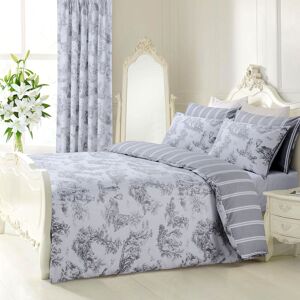 Velosso Toille Cotton Rich Printed Duvet Cover & Pillowcase Set in Grey Size: King Grey King Velosso Toille Cotton Rich Printed Duvet Cover & Pillowcase Set in Grey Size: King Grey King