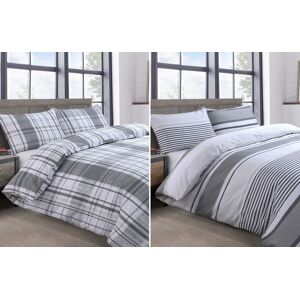 Velosso Cheswick Twin Pack Duvet Cover & Pillowcase Set - Printed Cotton Rich in Grey Size: King Grey King Velosso Cheswick Twin Pack Duvet Cover & Pillowcase Set - Printed Cotton Rich in Grey Size: King Grey King