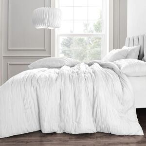 Velosso Pleated Bedding Set with Duvet Cover & Pillowcase in White Size: King White King Velosso Pleated Bedding Set with Duvet Cover & Pillowcase in White Size: King White King