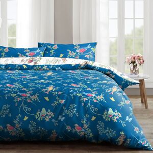 Velosso Birds Floral Cotton Rich Printed Duvet Cover & Pillowcase Set in Navy Size: Super King Navy Super King Velosso Birds Floral Cotton Rich Printed Duvet Cover & Pillowcase Set in Navy Size: Super King Navy Super King