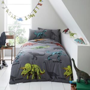 Smart Living Kids Printed Polycotton Duvet Cover or Fitted Sheet With Pillowcases - Dino Friends in Grey Size: Double Fitted Grey Double Fitted Smart Living Kids Printed Polycotton Duvet Cover or Fitted Sheet With Pillowcases - Dino Friends in Grey Size: Double Fitted Grey Double Fitted