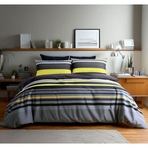 Snug City Duvet Cover & Pillowcase Set Red Black Stripe Design Polycotton Bed Linen Size: Single Black Single Snug City Duvet Cover & Pillowcase Set Red Black Stripe Design Polycotton Bed Linen Size: Single Black Single