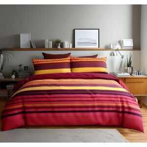 Snug City Duvet Cover & Pillowcase Set Red Black Stripe Design Polycotton Bed Linen Size: Single Red Single Snug City Duvet Cover & Pillowcase Set Red Black Stripe Design Polycotton Bed Linen Size: Single Red Single