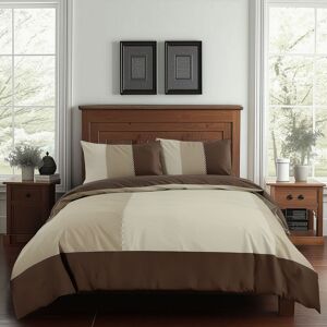 Snug City Duvet Cover & Pillowcase Set Patchwork Modern Design Bed Linen in Chocolate Size: Double Chocolate Double Snug City Duvet Cover & Pillowcase Set Patchwork Modern Design Bed Linen in Chocolate Size: Double Chocolate Double