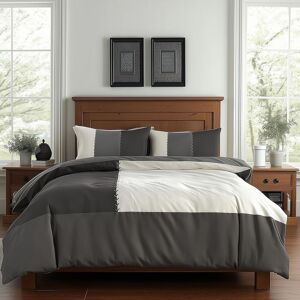 Snug City Duvet Cover & Pillowcase Set Patchwork Modern Design Bed Linen in Black Size: King Black King Snug City Duvet Cover & Pillowcase Set Patchwork Modern Design Bed Linen in Black Size: King Black King