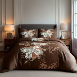 Snug City Duvet Cover & Pillowcase Set Printed Butterfly Design Bed Linen in Chocolate Size: Single Chocolate Single Snug City Duvet Cover & Pillowcase Set Printed Butterfly Design Bed Linen in Chocolate Size: Single Chocolate Single