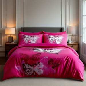 Snug City Duvet Cover & Pillowcase Set Printed Butterfly Design Bed Linen in Pink Size: Single Pink Single Snug City Duvet Cover & Pillowcase Set Printed Butterfly Design Bed Linen in Pink Size: Single Pink Single