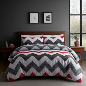 Snug City Duvet Cover & Pillowcase Set Zig Zag Reversible Design Bed Linen in Grey Size: Double Grey Double Snug City Duvet Cover & Pillowcase Set Zig Zag Reversible Design Bed Linen in Grey Size: Double Grey Double