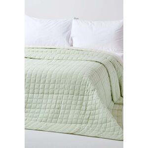 Homescapes Cotton Quilted Reversible Bedspread in Green Size: King Green King Homescapes Cotton Quilted Reversible Bedspread in Green Size: King Green King