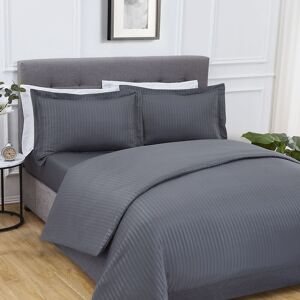 Smart Living Luxury Super Soft Easy Care Sateen Stripe Complete Bedding Set in Charcoal Size: King Charcoal King Smart Living Luxury Super Soft Easy Care Sateen Stripe Complete Bedding Set in Charcoal Size: King Charcoal King