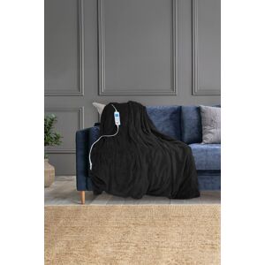 Neo Electric Heated Throw Over Sherpa Blanket - Reversible in Black Black Neo Electric Heated Throw Over Sherpa Blanket - Reversible in Black Black