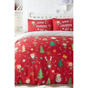 Bedlam 'Elf & Santa' Christmas Duvet Cover Set in Red Size: King Red King Bedlam 'Elf & Santa' Christmas Duvet Cover Set in Red Size: King Red King