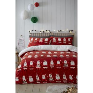Bedlam 'Jolly Santa' Super Cosy Plush & Sherpa Duvet Cover Set in Red Size: Double Red Double Bedlam 'Jolly Santa' Super Cosy Plush & Sherpa Duvet Cover Set in Red Size: Double Red Double