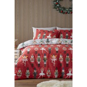 Fusion 'Nutcracker' Festive Character Print Duvet Cover Set in Red Size: King Red King Fusion 'Nutcracker' Festive Character Print Duvet Cover Set in Red Size: King Red King