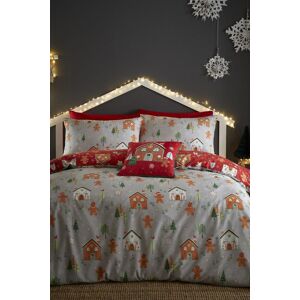 Bedlam 'Gingerbread House' Reversible Gingerbread Man Print Duvet Cover Set in Grey Size: Single Grey Single Bedlam 'Gingerbread House' Reversible Gingerbread Man Print Duvet Cover Set in Grey Size: Single Grey Single