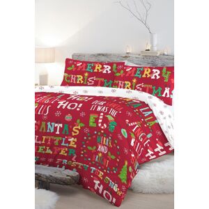 Fusion 'Santa's Little Helper' Text Crazy Festive Print Duvet Cover Set in Red Size: King Red King Fusion 'Santa's Little Helper' Text Crazy Festive Print Duvet Cover Set in Red Size: King Red King
