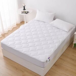 Glamhaus Mattress Topper with Fitted Skirt - Oeko Tex 100 & Silvadur - King in White White King Glamhaus Mattress Topper with Fitted Skirt - Oeko Tex 100 & Silvadur - King in White White King
