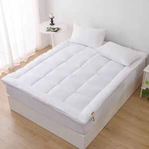 Glamhaus Luxury Mattress Topper Fitted Skirt - Oeko Tex 100 & Silvadur - King in White White King Glamhaus Luxury Mattress Topper Fitted Skirt - Oeko Tex 100 & Silvadur - King in White White King