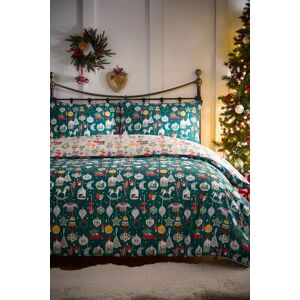 Fusion 'Christmas Ornaments' Festive Print Duvet Cover Set in Green Size: Super King Green Super King Fusion 'Christmas Ornaments' Festive Print Duvet Cover Set in Green Size: Super King Green Super King