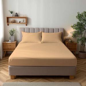 Snug City Microfibre Soft Touch Fitted Sheet 25cm Skirt Plain Dyed Bed Linen in Beige Size: Double Beige Double Snug City Microfibre Soft Touch Fitted Sheet 25cm Skirt Plain Dyed Bed Linen in Beige Size: Double Beige Double