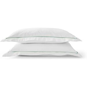 CHRISTY Premium Sateen Satin Oxford Pillowcase Pair in Green Green CHRISTY Premium Sateen Satin Oxford Pillowcase Pair in Green Green