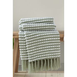 Catherine Lansfield Sage Green Tasselled Throw - Textured Throw Catherine Lansfield Sage Green Tasselled Throw - Textured Throw