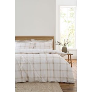Bianca 'Oxton Check' 200 Thread Count Cotton Reversible Duvet Cover Set in Natural Size: King Natural King Bianca 'Oxton Check' 200 Thread Count Cotton Reversible Duvet Cover Set in Natural Size: King Natural King