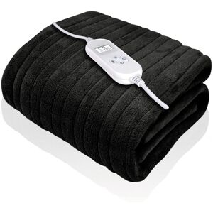 Dreamcatcher Deluxe Electric Throw Heated Double Over Blanket Soft Fleece Timer in Black Black Dreamcatcher Deluxe Electric Throw Heated Double Over Blanket Soft Fleece Timer in Black Black
