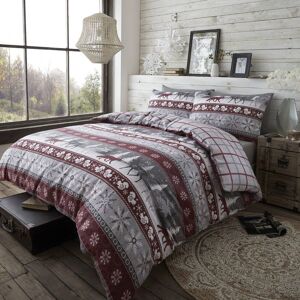 Happy Linen Company Scandi Nordic Brushed Cotton Check Reversible Duvet Cover Bedding Set in Burgundy Size: Single Burgundy Single Happy Linen Company Scandi Nordic Brushed Cotton Check Reversible Duvet Cover Bedding Set in Burgundy Size: Single Burgundy Single