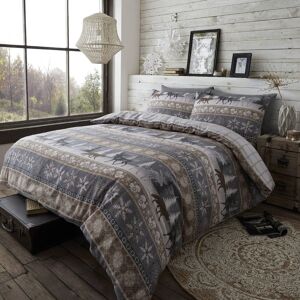 Happy Linen Company Scandi Nordic Brushed Cotton Check Reversible Duvet Cover Bedding Set in Taupe Size: Super King Taupe Super King Happy Linen Company Scandi Nordic Brushed Cotton Check Reversible Duvet Cover Bedding Set in Taupe Size: Super King Taupe Super King