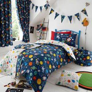 Happy Linen Company Kids Space Explorer Planets Reversible Duvet Cover Quilt Bedding Set in Blue Size: Single Blue Single Happy Linen Company Kids Space Explorer Planets Reversible Duvet Cover Quilt Bedding Set in Blue Size: Single Blue Single