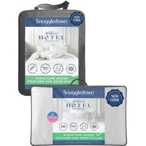 Snuggledown Hotel Goose Feather & Down 10.5 Tog All Year Round Duvet With 2 Pillows in White Size: Super King White Super King Snuggledown Hotel Goose Feather & Down 10.5 Tog All Year Round Duvet With 2 Pillows in White Size: Super King White Super King