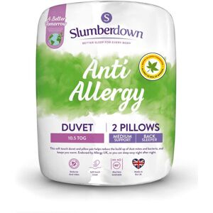 Slumberdown Anti Allergy 10.5 Tog All Year Round Duvet With 2 Pillows in White Size: King White King Slumberdown Anti Allergy 10.5 Tog All Year Round Duvet With 2 Pillows in White Size: King White King