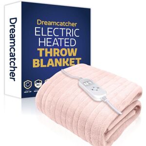 Dreamcatcher Deluxe Electric Throw Heated Double Over Blanket Soft Fleece Timer in Pink Pink Dreamcatcher Deluxe Electric Throw Heated Double Over Blanket Soft Fleece Timer in Pink Pink