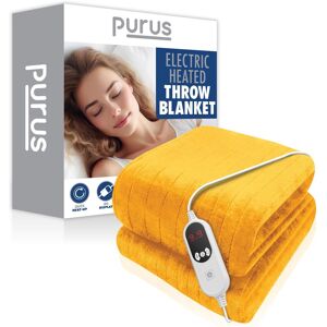 Purus Deluxe Gold XL Electric Throw Heated Double Over Blanket Soft Fleece Variable Heat & Timer Settings Gold Double Purus Deluxe Gold XL Electric Throw Heated Double Over Blanket Soft Fleece Variable Heat & Timer Settings Gold Double