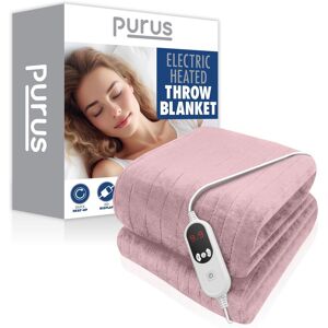 Purus Deluxe Pink XL Electric Throw Heated Double Over Blanket Soft Fleece Variable Heat & Timer Settings Pink Double Purus Deluxe Pink XL Electric Throw Heated Double Over Blanket Soft Fleece Variable Heat & Timer Settings Pink Double