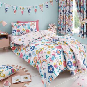 Happy Linen Company Kids Flower Garden Butterflies Reversible Duvet Cover Bedding Set Size: Double Multicolor Double Happy Linen Company Kids Flower Garden Butterflies Reversible Duvet Cover Bedding Set Size: Double Multicolor Double
