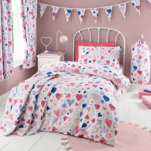 Happy Linen Company Hearts Reversible Duvet Cover Quilt Bedding Set in Pink Size: Double Pink Double Happy Linen Company Hearts Reversible Duvet Cover Quilt Bedding Set in Pink Size: Double Pink Double