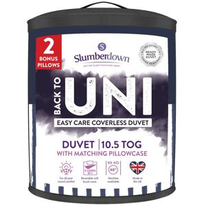Slumberdown Back to Uni Printed Stripe Navy 10.5 Duvet, 2 Medium Pillows Size: King Navy King Slumberdown Back to Uni Printed Stripe Navy 10.5 Duvet, 2 Medium Pillows Size: King Navy King