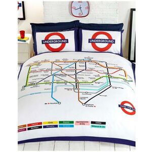 Rapport Tube Map Duvet Cover Set in White Size: Double White Double Rapport Tube Map Duvet Cover Set in White Size: Double White Double
