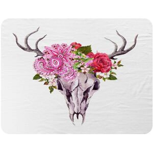 Benjamin Tate Design Deer Animal Skull With Flowers & Feathers Blanket in Natural Size: 120 cm x 150 cm Natural 120 cm x 150 cm Benjamin Tate Design Deer Animal Skull With Flowers & Feathers Blanket in Natural Size: 120 cm x 150 cm Natural 120 cm x 150 cm