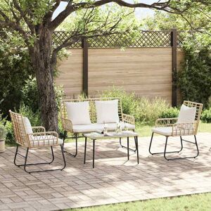 Berkfield Home Garden Dining Set with Pillow 3 pcs Poly rattan, steel in Brown Brown Berkfield Home Garden Dining Set with Pillow 3 pcs Poly rattan, steel in Brown Brown