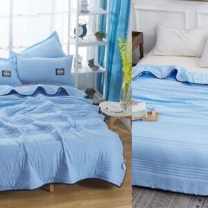 Obasyhig Cooling Thin Summer Blanket in Blue Size: King Blue King Obasyhig Cooling Thin Summer Blanket in Blue Size: King Blue King