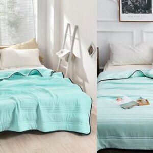 Obasyhig Cooling Thin Summer Blanket in Green Size: Single Green Single Obasyhig Cooling Thin Summer Blanket in Green Size: Single Green Single